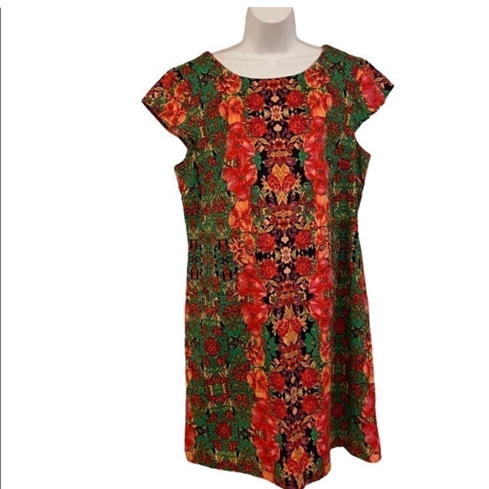 Womens Madison‎ Leigh Floral Cap Sleeve Shift Dress Size 16 NWT